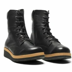 New Feet Boot Lace & Zipper Black Women