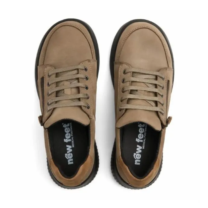 New Feet Nubuck With Lace & Zipper Sand Women