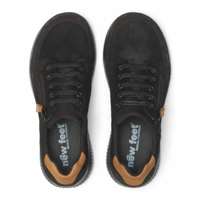 New Feet Nubuck With Lace & Zipper Black Women