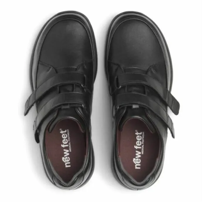 New Feet Velcro Leather/Stretch Black Men