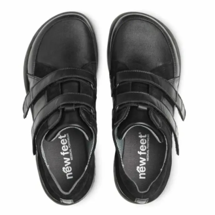 New Feet Velcro Leather/Stretch Black Women